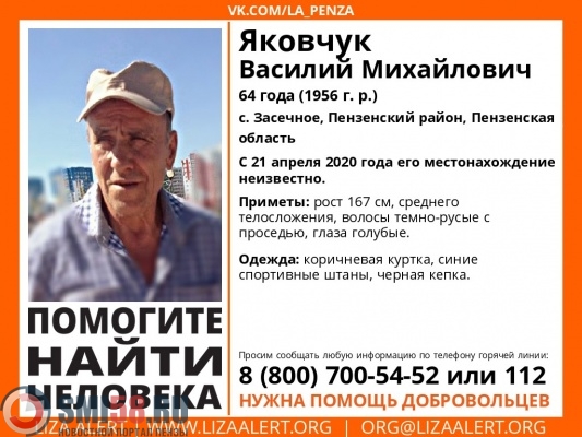 В Пензенском районе ищут 64-летнего Василия Яковчука