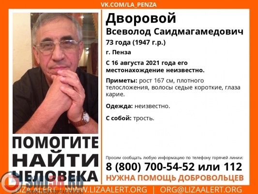 В Пензе ищут пропавшего без вести Всеволода Дворового