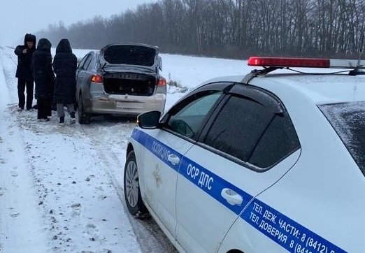 В Колышлейском районе сотрудники ДПС помогли девушке поменять лопнувшее колесо