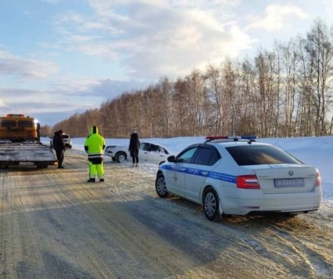 В Пензенском районе инспекторы ДПС помогли вытащить автомобиль из кювета