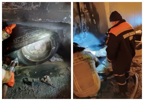 На трассе в Городищенском районе у грузовика загорелось колесо
