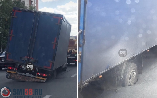 Провал асфальта на улице Кулакова в Пензе «поймал» два автомобиля за день