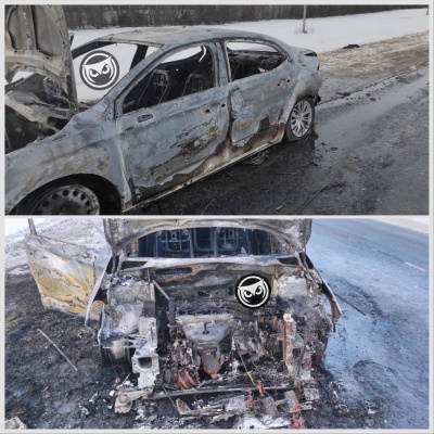 На трассе под Пензой сгорел автомобиль