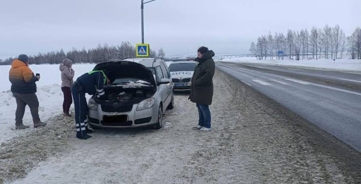 Пензенские автоинспекторы починили женщине автомобиль на трассе