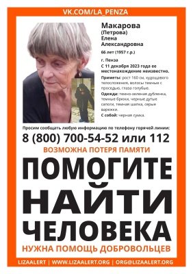 В Пензе продолжаются поиски 66-летний пенсионерки